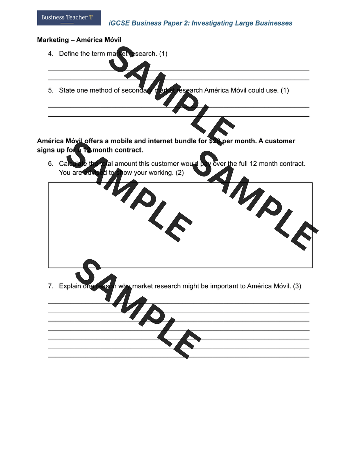 Pearson Edexcel International GCSE Business — Paper 2 Short Answer Questions and Answers