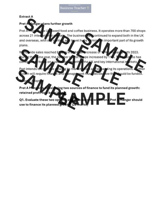 Pearson Edexcel A Level Business — Paper 2 — 20 Mark Model Answers